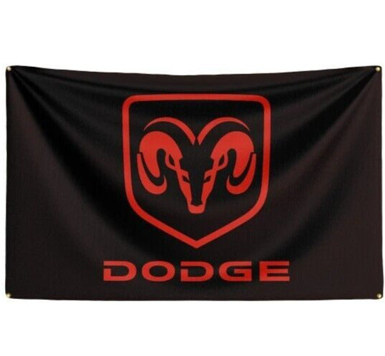 Black & Red Dodge Ram 3 ft x 5 ft Flag With Corner Grommets NEW! Home & Garden:Yard, Garden & Outdoor Living:Décor:Flags Cozy Home Treasures